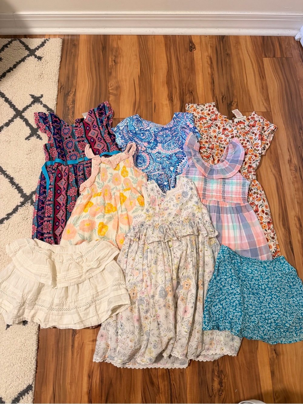 Girls Floral & Plaid Summer Dress Bundle in Pastel and Bright Colors, size 5/6